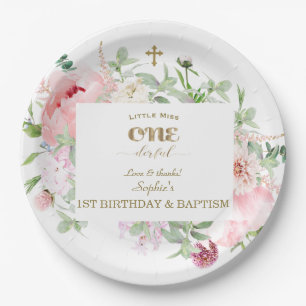 Spring Flowers Bloom First Birthday & Baptisme Papieren Bordje
