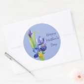 Spring Flowers - Blue Happy Mothers Day Ronde Sticker (Envelop)