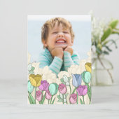 Spring Flowers Border Foto Birthday Kaart (Staand voorkant)