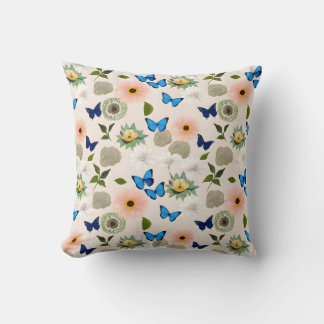 Spring Flowers Butterflies Design 296 Peach Kussen