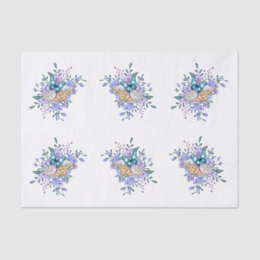 Spring Flowers, Butterflies & Sea Shells Decoupage Tissuepapier (Voorkant)