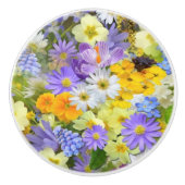 Spring Flowers Ceramic Knob. Keramische Knop (Voorkant)