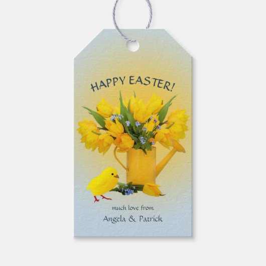 Spring Flowers Chick Easter Gift Label Cadeaulabel (Voorkant)
