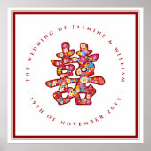 Spring Flowers Double Happiness Chinese Wedding Poster (Voorkant)