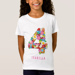 Spring Flowers Garden Four Girl 4e verjaardag T-shirt