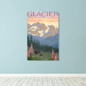 Spring Flowers - Glacier National Park, MT Canvas Afdruk (Insitu (Houten vloer))
