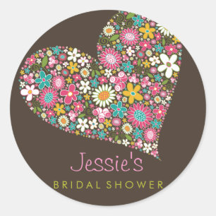 Spring Flowers Heart Love Vrijgezellenfeest Weddin Ronde Sticker