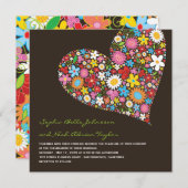 Spring Flowers Heart Whimsical Wedding Invite Kaart (Voorkant / Achterkant)