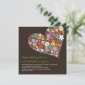 Spring Flowers Heart Whimsical Wedding Invite Kaart (Staand voorkant)