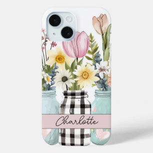 Spring Flowers in Mason Jar Design met naam