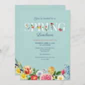 Spring Flowers Luncheon Kaart (Voorkant / Achterkant)