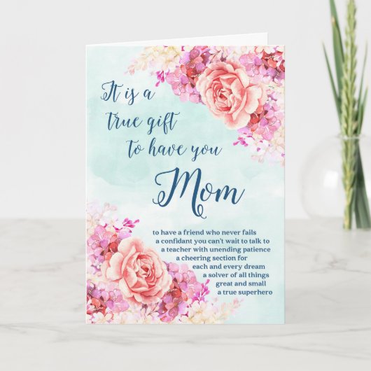 Spring Flowers Moederdag Kaart (Voorkant)