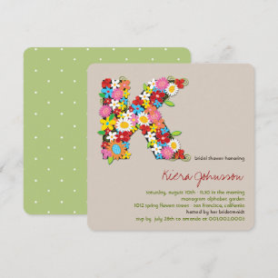Spring Flowers Monogram K Vrijgezellenfeest Invite Kaart
