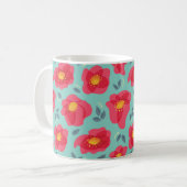 Spring Flowers Pattern Blue Pink Springtime Koffiemok (Voorkant links)