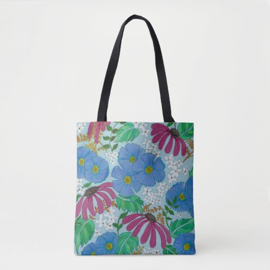 Spring Flowers Periwinkle blauw en roze Tas (Voorkant)