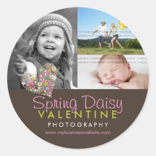 Spring Flowers Pink Heart Business Foto Sticker