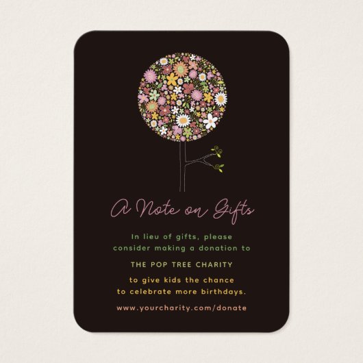 Spring Flowers Pop Tree Verjaardag in plaats van c Visitekaartjes (Voorkant)