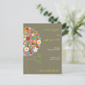 Spring Flowers Pop Tree Whimsical Bewaar de datum Aankondigingskaart (Staand voorkant)