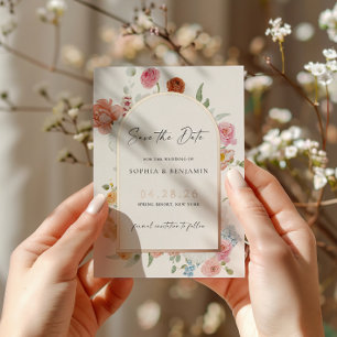 Spring Flowers Roos Gold Save the Date Kaart