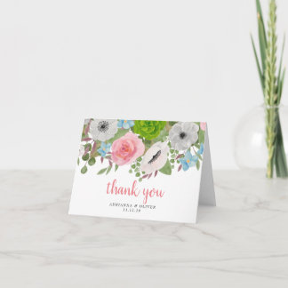 Spring Flowers Rozen Anemonen | Huwelijk Dank u Bedankkaart
