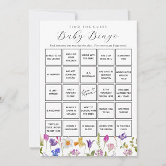 Spring Flowers Vind de Gast Baby Bingo Game Kaart