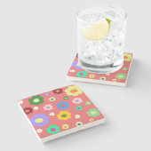 Spring Flowers Y2K Retro Patroon Stenen Onderzetter (Zijkant)