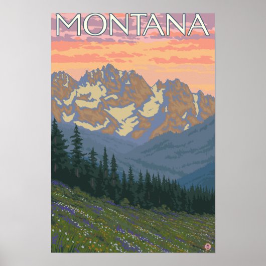 Spring FlowersMontanaVintage Travel Poster (Voorkant)
