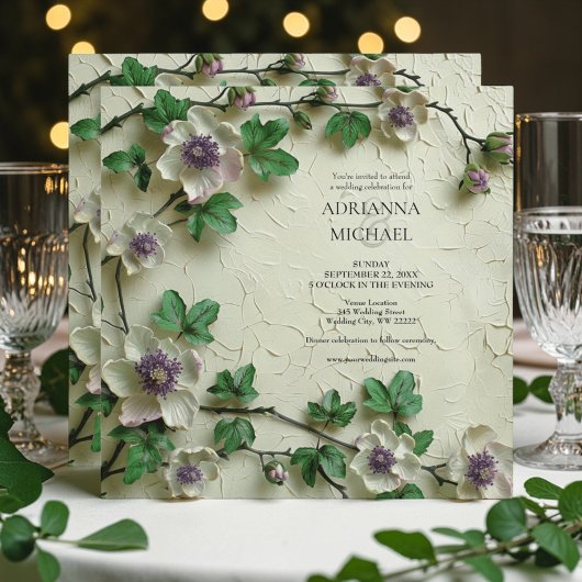 Spring Foliage Floral Wedding Invitation