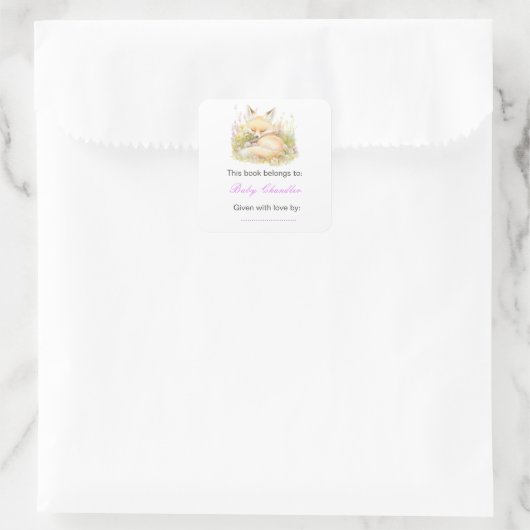 Spring Fox Baby shower Vierkante Sticker (Tas)