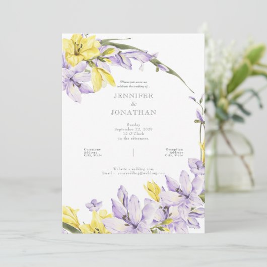 Spring Freesia Wreath Wedding Invitation (Debout devant)