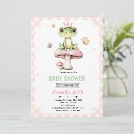 Spring frog baby shower invitation (Debout devant)