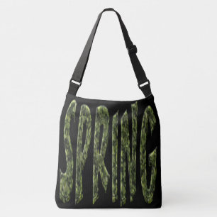 Spring Funny Green Leafs Typography Elegant Crossbody Tas