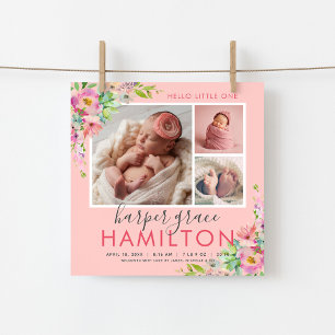 Spring Garden Baby Girl Foto geboorteaankondiging Aankondiging
