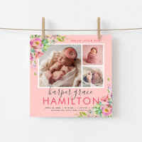 Spring Garden Baby Girl Photo Faire-part de naissa