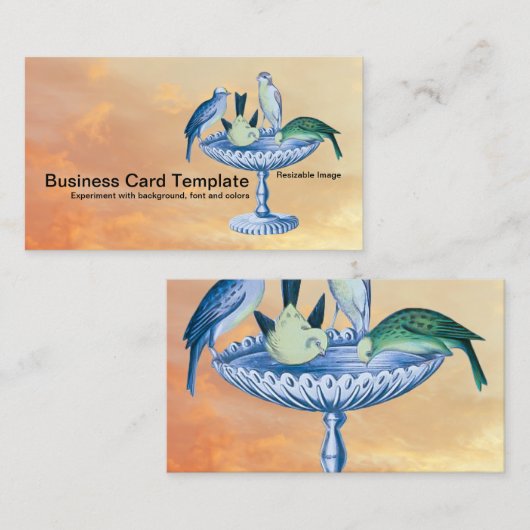 Spring Garden Birdbath Carte de visite (Devant / Derrière)