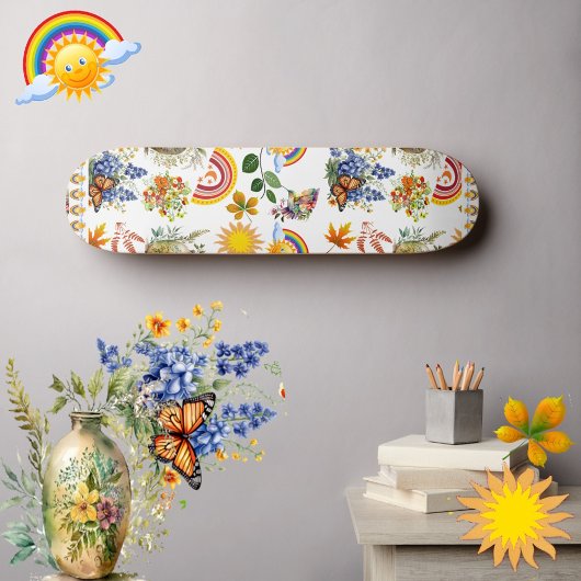 Spring Garden Butterfly Rainbow Sunshine groen Skateboard
