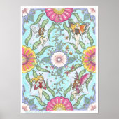 Spring Garden Fairy Bug Fantasy Art Mandala Poster (Voorkant)