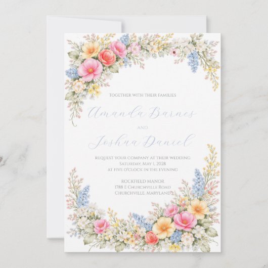 Spring Garden Floral Wedding Invitation (Devant)