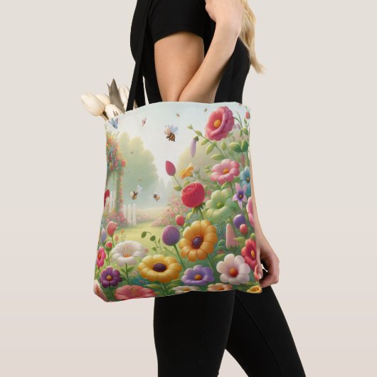 Spring Garden Flower Canvas tas (Dichtbij)