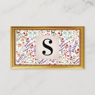 Spring Garden Flower Pattern   ANTIEK LIJST Visitekaartje