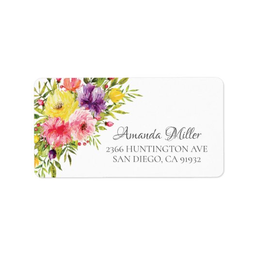 Spring Garden Flowers Return Address Label (Voorkant)