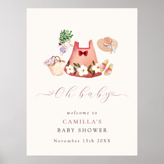 Spring Garden Kleding Baby shower Welkomstbord Poster (Voorkant)