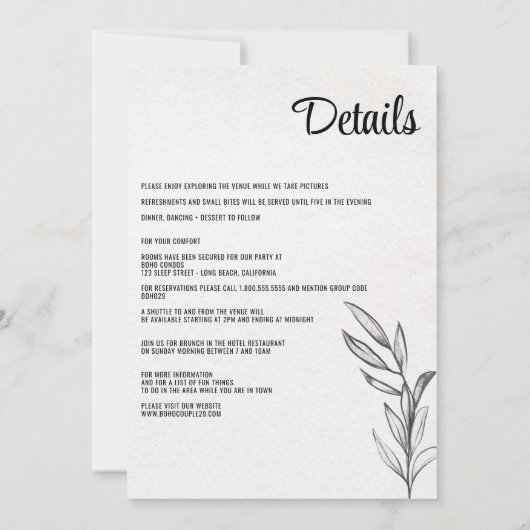 Spring Garden met details Uitnodiging voor de brui (Achterkant)