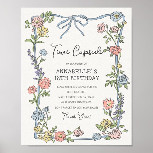 Spring Garden Party Floral Verjaardag Time Capsule Poster (Voorkant)