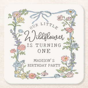 Spring Garden Party Pastel Bloemen Verjaardagsfees Vierkante Kartonnen Onderzetter
