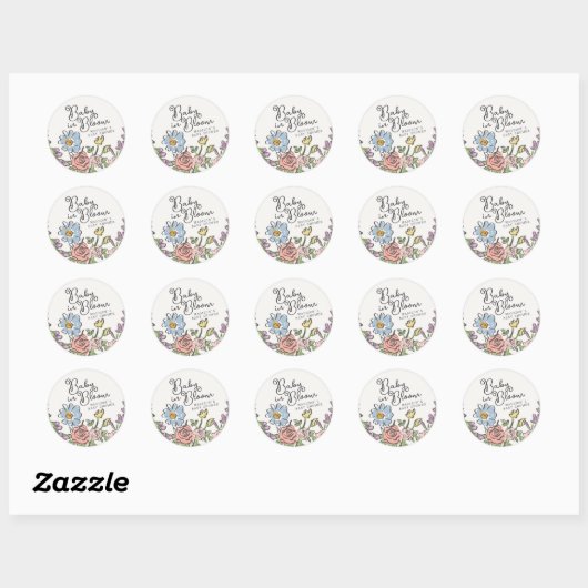 Spring Garden Party Pastel Floral Baby shower Ronde Sticker (Vel)