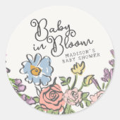 Spring Garden Party Pastel Floral Baby shower Ronde Sticker (Voorkant)
