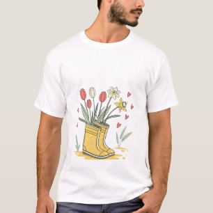 Spring Garden Regenlaarzen T-Shirt - Bloem Geel W