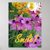Spring Garden Smile Quote Floral Flowers Poster (Voorkant)