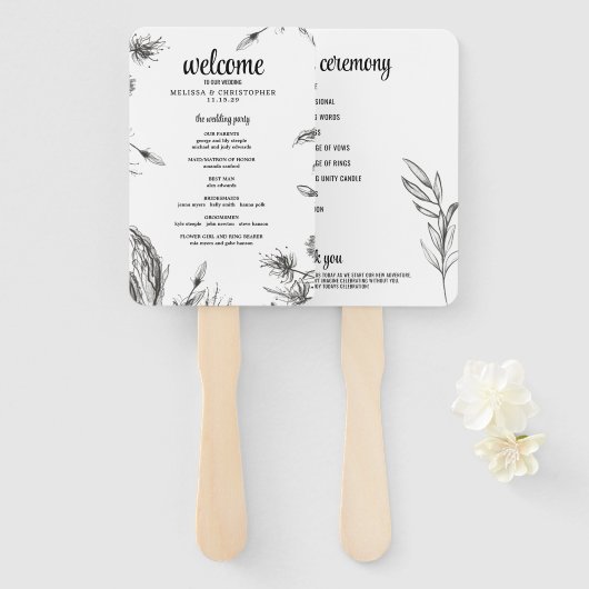 Spring Garden Wedding Ceremony Programma Handwaaier (Voorkant en achterkant)